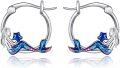 wholesale 925 Sterling Silver Mermaid Starfish Hoop Earrings for Women Ocean Lover -0-0