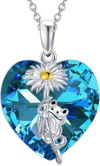 wholesale 925 Sterling Silver Birthstone Crystal Frog Necklace Pendant for Women-A09-September
