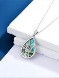 wholesale 925 Sterling Silver Tree of Life Abalone Shell Teardrop Pendant Necklace for Women Romantic s-0-1