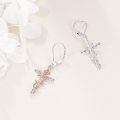 wholesale 925 Sterling Silver Rose Flower Cross Dangle Earrings s for Women-0-3
