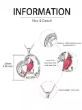 TOUPOP Sterling Silver Red Bird Heart Pendant Necklace Sympathy Memorial Jewelry-0-2
