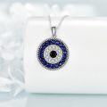 wholesale 925 Sterling Silver Evil Eye Pendant Necklace for Women with Blue Sapphire and Black CZ Amulet Gift-0-1