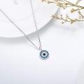 wholesale Sterling Silver Evil Eye Pendant Necklace for Women Greek Protection Amulet Gift-0-2