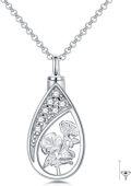 wholesale 925 Sterling Silver Floral Tear Drop Keepsake Pendant Necklaces w/Funnel Set for Women's Memorial Jewelry-0-0