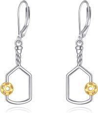 wholesale 925 Sterling Silver Sports Ball Drop Dangle Leverback Earrings for Women-Pickleball