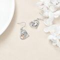 wholesale 925 Sterling Silver Dragon Girl Heart Drop Earrings Gift for Women Girls-0-4