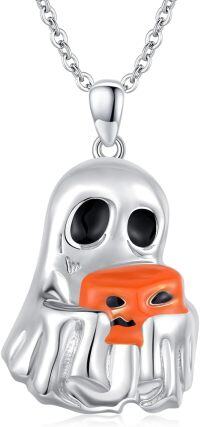 wholesale 925 Sterling Silver Halloween Ghost Pumpkin Cat Skeleton Charm Pendant Necklace-Pumpkin