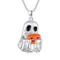 wholesale 925 Sterling Silver Halloween Ghost Cat Skeleton Charm Pendant Necklace-0-1