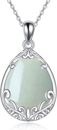 wholesale Sterling Silver Black Onyx Labradorite Lapis Lazuli Jade Teardrop Necklace-jade