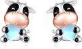 wholesale 925 Sterling Silver Heart-Shaped Cow Stud Earrings with Blue Stone Accents-0-0