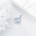 wholesale 925 Sterling Silver Love You Forever Heart Pendant Necklace with Blue Crystal and White Cubic Zirconia for Women Mother's Day Gift-0-3