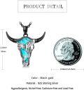wholesale Sterling Silver Turquoise Cow Skull Necklace Western Cowgirl Jewelry-0-3