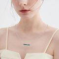 wholesale 925 Sterling Silver Emerald Leaf Bar Necklace - Elegant  for Her-0-3