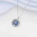 wholesale 925 Sterling Silver Compass Necklace with Blue Lapis Lazuli and Celtic Knot Design Pendant-0-3