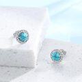 wholesale 925 Sterling Silver Turquoise Stud Earrings with Blue Gemstone for Women-0-2