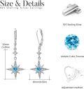 wholesale 925 Sterling Silver Star Blue Topaz Leverback Drop Dangle Earrings-0-2