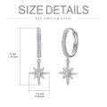 wholesale 925 Sterling Silver Starburst Dangle Hoop Earrings with Moissanites and Cubic Zirconia (White)-0-4