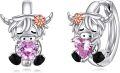 wholesale 925 Sterling Silver Unicorn Pink CZ Heart Stud Earrings Gift for Girls-0-0