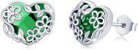 wholesale 925 Sterling Silver 925 Sterling Green Crystal Daisy Heart Stud Earrings for Women and Girls-Green Crystal