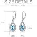 wholesale Sterling Silver Genuine Simulated Birthstone Teardrop Leverback Earrings-0-28