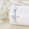 wholesale 925 Sterling Silver Opal Inlay Cross Pendant Necklace Religious  for Women and Men-0-2