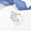 wholesale Sterling Silver Leaf Ring with Birthstone Adjustable Wrap Promise Engagement Wedding Rings for Women-0-33