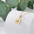 wholesale 14K Rose Gold Flower Pendant Necklace with Cubic Zirconia for Women 37cm + Extender Chain-0-2