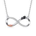 TOUPOP 925 Sterling Silver Cat Pendant Necklace Infinity Jewelry Gift For Women-0-0