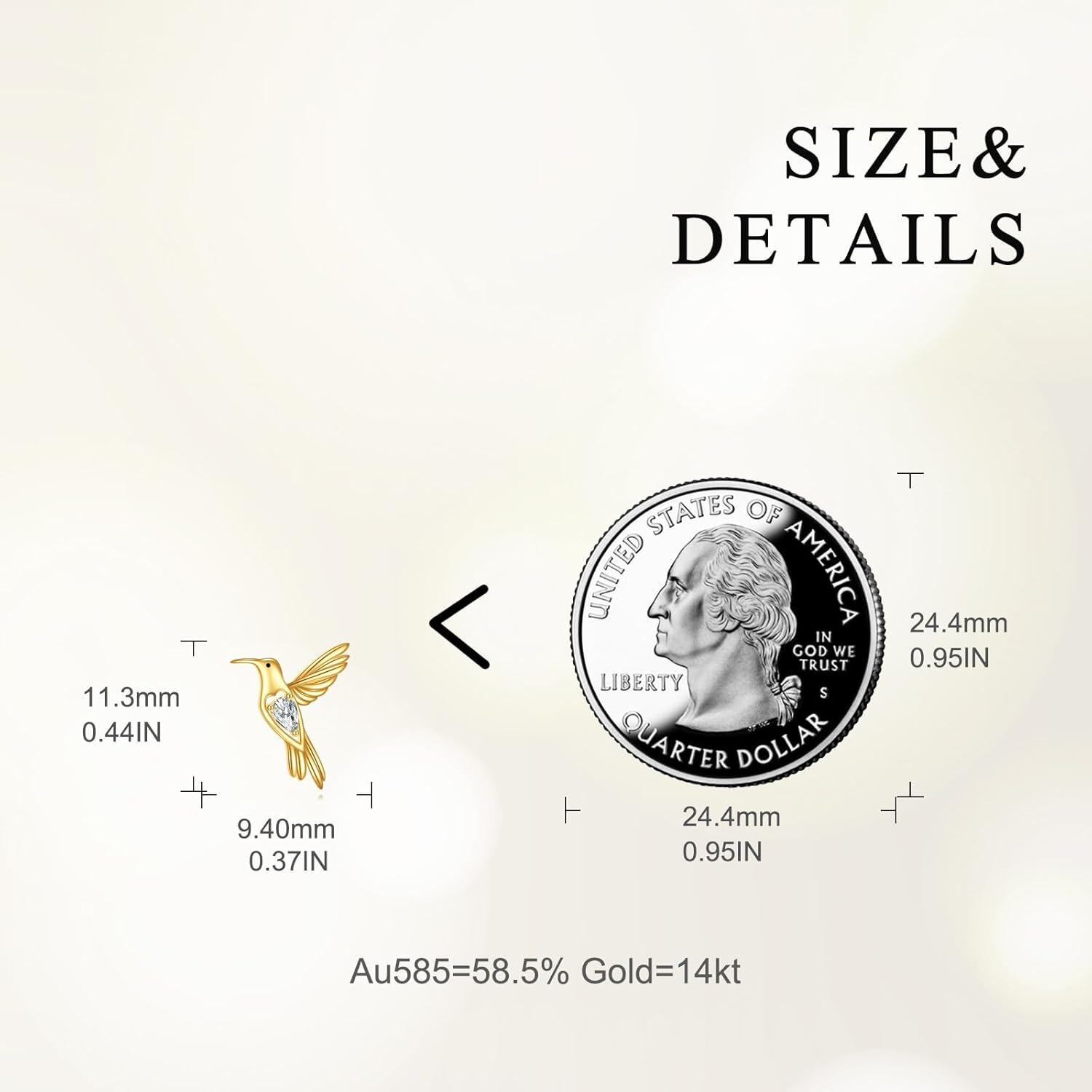  14K Yellow Gold Animal Stud Earrings with Cute Insect Design for Women -0-4