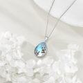 wholesale 925 Sterling Silver Panda Teardrop Pendant Necklace with Blue Stone and Bamboo Design-0-4