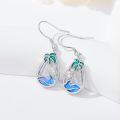 TOUPOP Sterling Silver Blue Opal Ocean Wave Teardrop Earrings-0-3