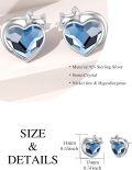 wholesale 925 Sterling Silver Blue Heart Cat Stud Earrings for Women - Adorable Animal s-0-2