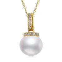 TOUPOP 14K Gold Pearl Necklace with Bow/Heart/Dolphin Pendant-undefined