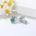 wholesale 925 Sterling Silver Owl Stud Earrings with Lab-Created Emeralds for Women-0-1