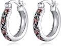 wholesale 925 Sterling Silver Red Rose Floral Huggie Hoop Earrings for Women Girls 14mm Diameter -0-0