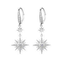 wholesale 925 Sterling Silver Gold-Plated Moonstone & Opal Starburst Leverback Drop Earrings-April (Silver)-April (Silver)
