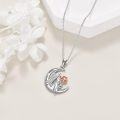 wholesale 925 Sterling Silver Angel with Moon and Rose Pendant Necklace for Women-0-2