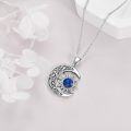 wholesale 925 Sterling Silver Blue Lapis Lazuli Sun & Moon Crescent Star Pendant Necklace-0-3