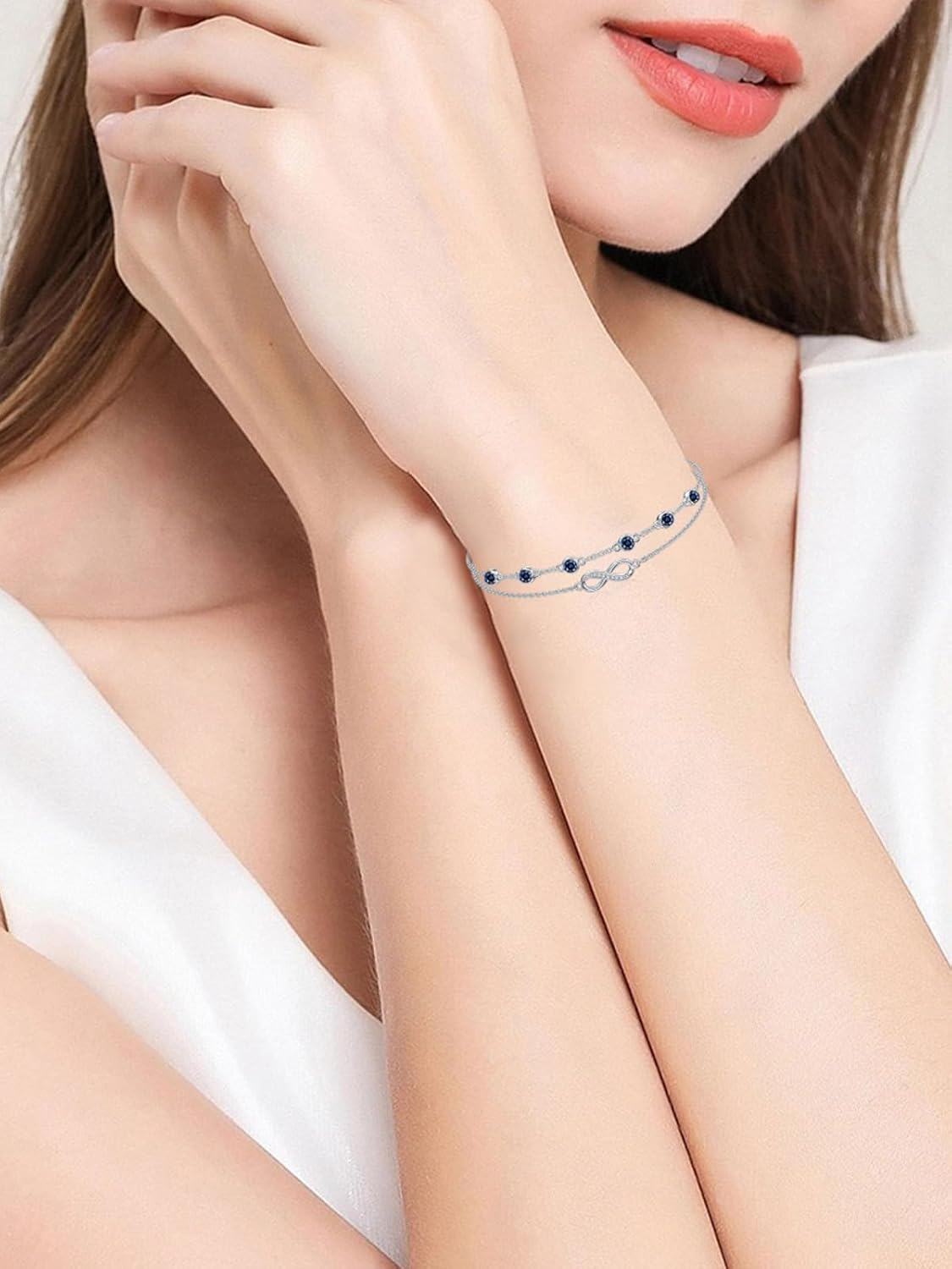 Sterling Silver Birthstone Women s Anklet Bracelets Infinity Butterfly Evil Eye Turtle Pineapple Starfish Heart-0-2