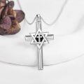 wholesale 925 Sterling Silver Star of David & Cross Pendant Necklace Judaic-Christian Jewelry for Women Men Gift-0-1