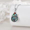 wholesale 925 Sterling Silver Abalone Shell Red Garnet Phoenix Pendant Necklace for Women-0-2