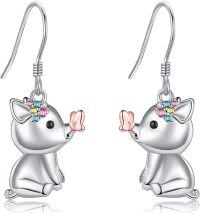 wholesale 925 Sterling Silver Elephant Shape Crystal Butterfly Pendant Dangle Drop Earrings for Women-pigs