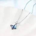 wholesale 925 Sterling Silver & Austrian Crystal Blue Morpho Helena Butterfly Necklace - 0.58, 18 Chain, Gift Box, 12-Month Warranty-0-2