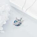 wholesale 925 Sterling Silver Peacock Blue Crystal Pendant Necklace s for Women-0-1