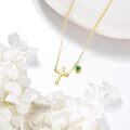 wholesale 14K Gold Green Crystal Cross & Round Charm Necklace for Women-0-3