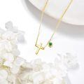 wholesale 14K Gold Green Crystal Cross & Round Charm Necklace for Women-0-3