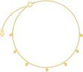 wholesale 14K Gold Tiny Beaded Chain Ankle Anklet with Heart Charm - 2 mm Balls and Adjustable Length (9-10 inches)-0-0