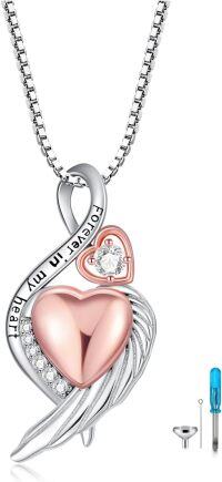 wholesale Sterling Silver Birthstone Infinity Dog Angle Cross Turtle Tree of Life Urn Necklace for Women s Ashes Wings Cremation Jewelry Heart Pendant-Infinity-Rose-2-Infinity-Rose-2