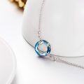 wholesale 925 Sterling Silver Blue Crystal Circle Chain Bracelet for Women s-0-4
