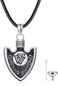 wholesale 925 Sterling Silver Arrowhead Shape Black Carbon Fiber Inlay Pendant with Funnel and Chain - Mens & Womens Keepsake Urns for Ashes Memory Gift Set-0-0
